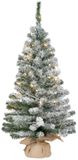 Everlands Kunst kerstboom - H90 cm - besneeuwd - met kerstverlichting