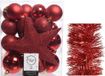 Decoris Kaemingk B.V. Kerstversiering kunststof kerstballen 5-6-8 cm met ster piek en folieslingers pakket rood van 35x stuks - Kerstboomversiering