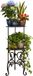 Merkloos Relaxdays Plantenstandaard, vintage, 2 legplanken, bloemenstandaard, gietijzer, H x D 66 x 27,5 cm, voor buiten, bruin