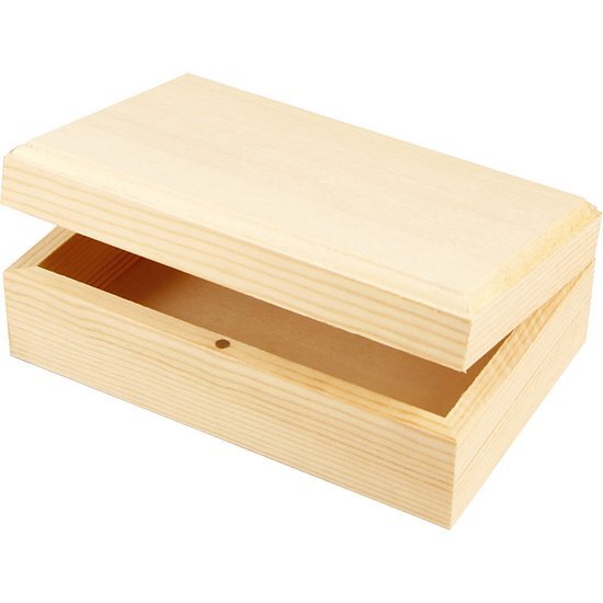 Creative Houten kist houten kist houten kist natuur grenen met magneetsluiting 14 x 9 x 5 cm