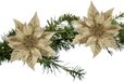 Cosy & Trendy Decoratie bloem - 2x stuks - kerstster - op clip - goud - glitter -18 cm - kunststof - kerstversiering
