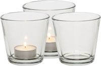 Merkloos 6x Theelichthouders/waxinelichthouders transparant glas 7 cm - Glazen kaarsenhouder voor waxinelichtjes 6 stuks