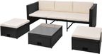 vidaXL 4-delige Loungeset met kussens poly rattan zwart