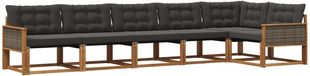 vidaXL Acacia Hout Loungeset Naturel et Noir 6-delig
