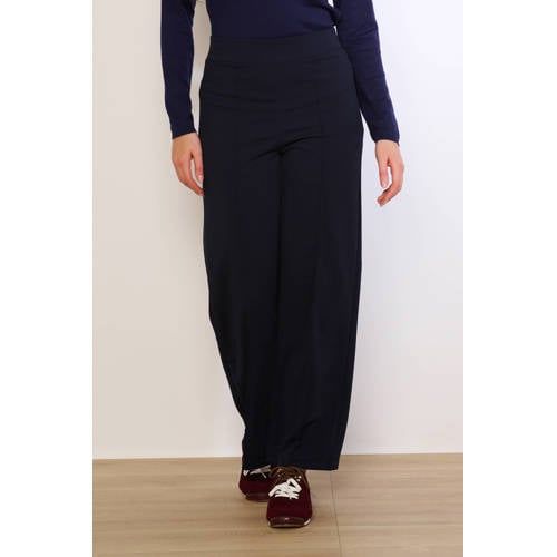 LOLALIZA wide leg regular waist broek donkerblauw