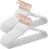 SONGMICS Kleerhangers fluweel, set van 50, wit-roségoud