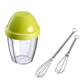 Westmark Set 3-delig: 2 mini-garde + 1 schudbeker (0,25 l), roestvrij staal/hoogwaardig kunststof, zilver/helder/groen, 124722E6