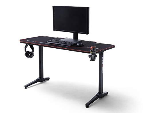 Robas Lund Gaming Tafel DX Racer 1, LED Kleurwisselverlichting Gaming Tafel, Zwart, 140 x 65 x 75 cm