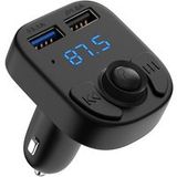 Phonillico® FM-zender Oplader Bluetooth 5.0 Radioadapter MP3-muziekspeler Draadloos handsfree bellen 2 USB-poorten Autolader Sigarettenaansteker