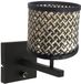 Steinhauer Zwarte wandlamp Stang 3709ZW met draai schakelaar, naturel zwart bamboe kap Ø 20 cm