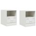 VidaXL Nachtkastjes 2 st 34,5x39x44 cm staal wit