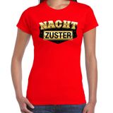 Bellatio Decorations Nachtzuster Carnaval / verkleed t- shirt rood voor dames - Carnaval outfit / kostuum XS