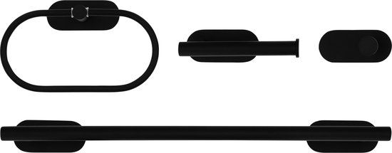 QUVIO Badkamer accessoires - Set van 4 - RVS - Zwart