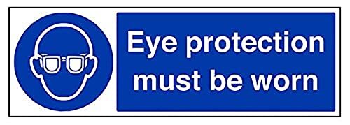 V Safety VSafety Eye Protection moet PPE Sign gedragen worden - 600mm x 200mm - Zelfklevende Vinyl