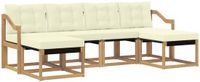 vidaXL - Bank loungeset - 6 zitplekken - Wit en crème - Acacia hout