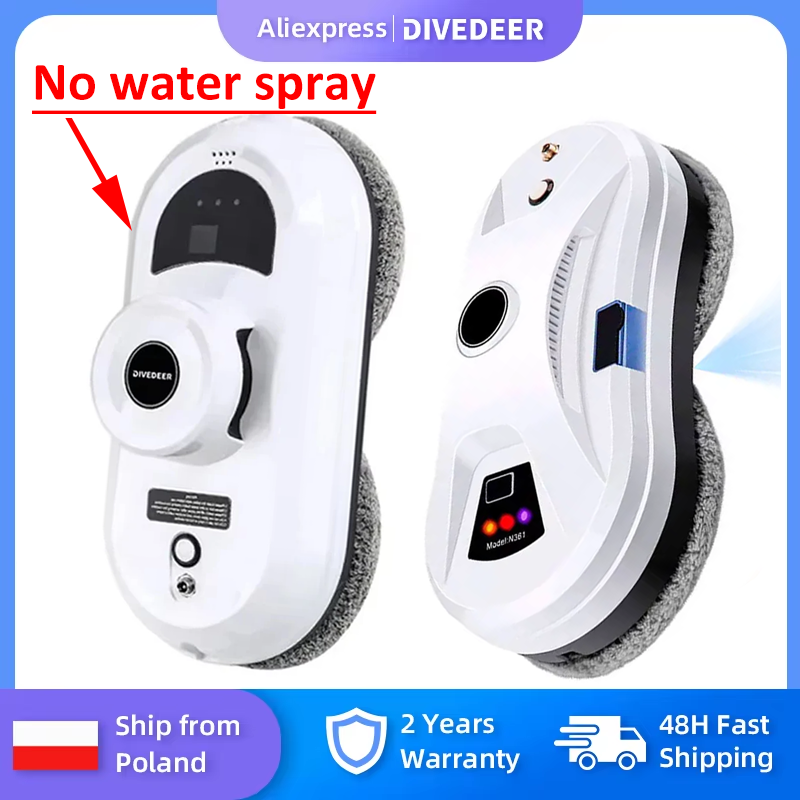 DIVEDEER Wit/Zwart Huis Automatisch Geen spray of waternevel Raamreinigingsrobot Intelligent veeg Hoogbouw raam met groot oppervlak