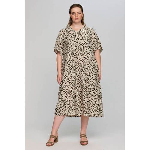 STUDIO Zomerjurk met Dierenprint Beige