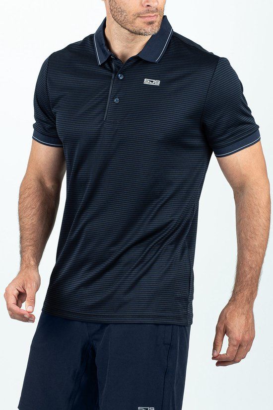 Sjeng Sports GRAND Heren Tennis Polo Marineblauw Gestreept Polyester/Elastaan XL
