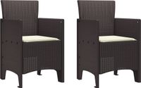 vidaXL Tuinstoelen met kussens 2 stuks Bruin Poly Rotan