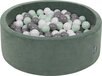 KiddyMoon Velvet Ballenbak voor kinderen 90x30cm Rond - Met 200 Ballen ∅ 7cm - Bosgroen: Wit Grijs Munt