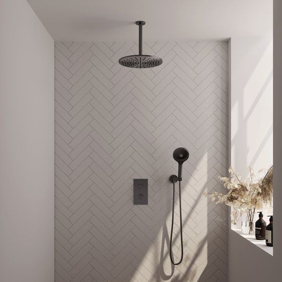 Brauer Gunmetal Edition Thermostatische Inbouw Regendoucheset - Gunmetal Geborsteld PVD