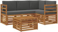 vidaXL - Hoek loungeset - 5-delig - Acaciahout - Natuurlijk en antraciet