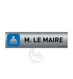 AUA SIGNALETIQUE - Deurbordje geborsteld aluminium bedrukt AluSign - 200x50 mm - Dubbelzijdig zelfklevend op de achterkant - UV-print direct op aluminium (Geen verlijming) (M. De burgemeester)