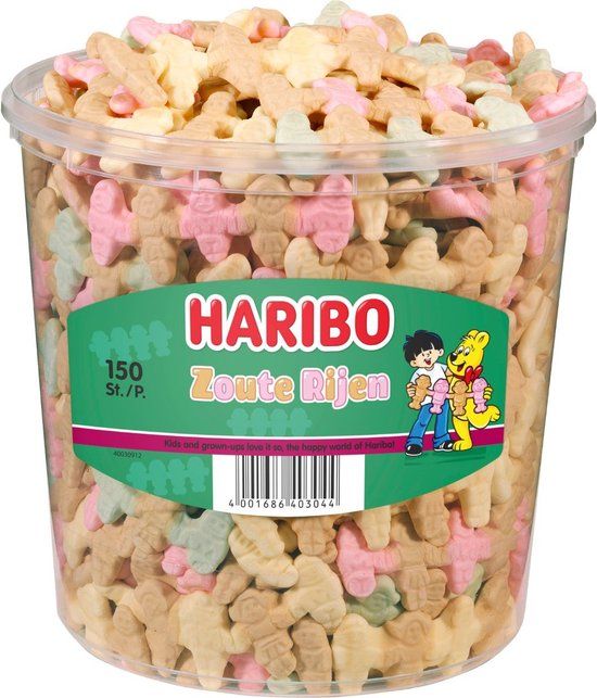 Haribo Zoute Rijen - Snoep - Silo - 150 stuks - 840g