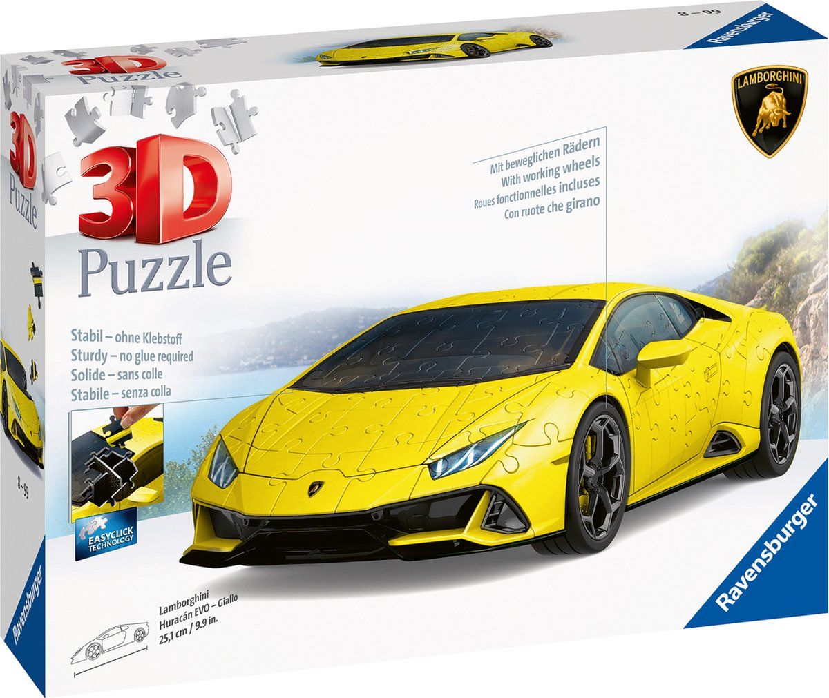 Ravensburger - 3D-puzzel Voertuigen - Lamborghini Huracan Evo, gele editie met bouwrooster