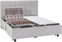 Vente-unique Bed met elektrische lattenbodem stof grijs 2 x 70 x 190 cm