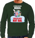 Bellatio Decorations Kut Kerstbal sweater / Kerst trui Ik vroeg om een mobiel krijg ik deze kut bal groen voor heren - Kerstkleding / Christmas outfit S