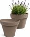 EDA Romeo Pot de fleurs / pot de plantes - 2x - plastique - taupe - D25 x H20 cm - intérieur et extérieur