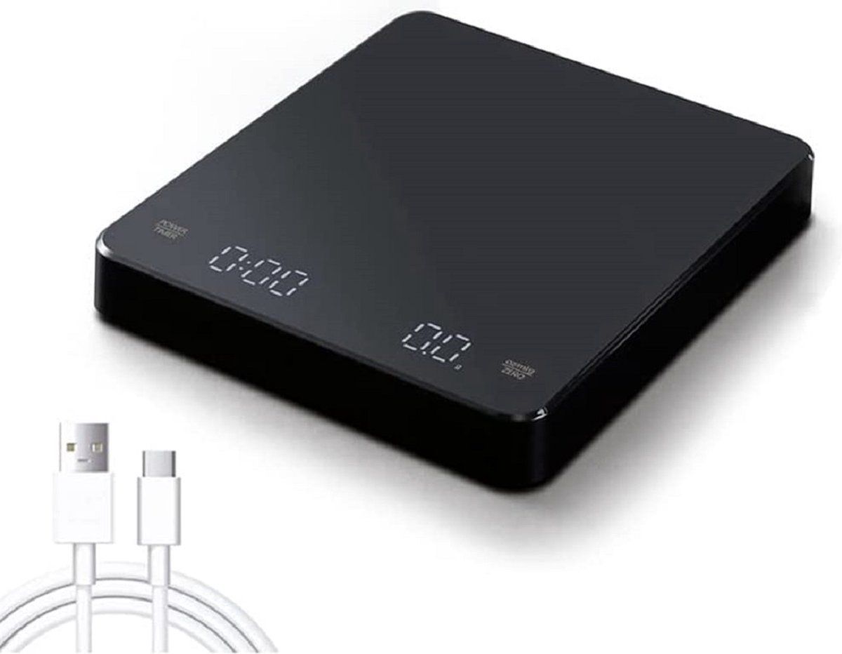 imtex Koffie Weegschaal - Zwart - 0.1g tot 3kg - USB Rechargeable - Keukenweegschaal