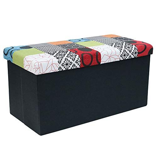 CMP Paris HOME DECO FACTORY - Coffre Banc Pliable Patchwork - 76x38x38 cm