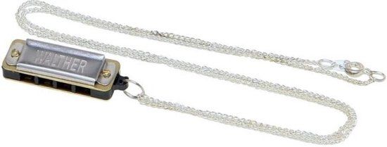 Walther Mondharmonica Mini met Ketting - Zwart/Zilver/Goud