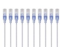 Monoprice Set van 10 Cat6A Ethernet-patchkabels - Snagless RJ45, 550 MHz, 10 G, UTP, zuiver blank koperdraad, 30 AWG, 0,9 m, wit, SlimRun serie
