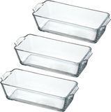 Chef Traiteur Ovenschaal van borosilicaat glas - 3x - rechthoek - 0.8 Liter - 23 x 10 x 6 cm