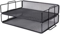 Exerz 2-delige brievenbak/papiersorteerder/bureau multifunctionele organizer/dossierhouder voor kantoor, school, studeerkamer, 2-in-1 lade, ruimtebesparend (zwart)