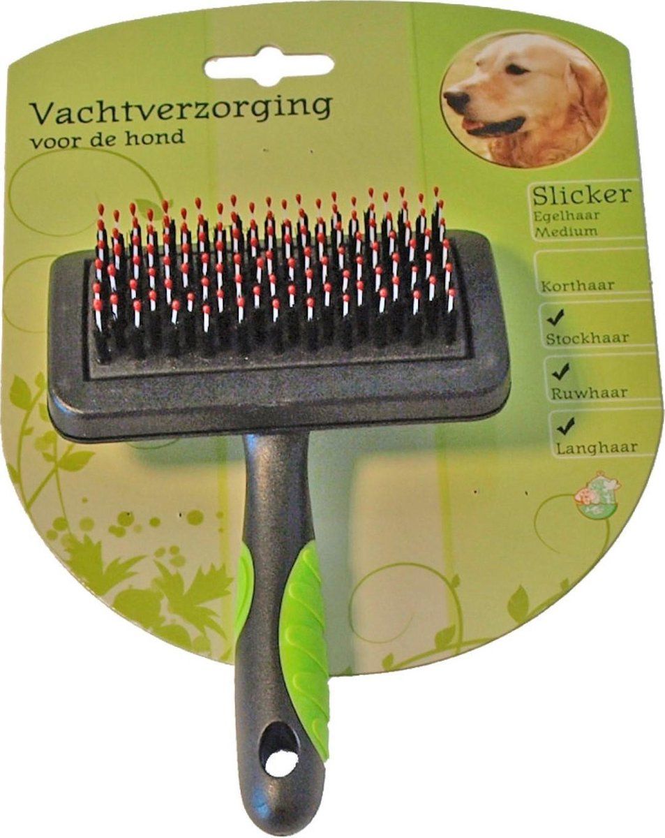 Gebr. de Boon Hondenborstel slicker egelhaar medium - groen