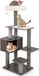 COSTWAY Arbre à chat grand, 151 cm, arbre à chat avec plateaux, cachette pour chat, arbres à griffer, balle et tapis amovibles, arbre à griffer gris pour chat/arbre d'escalade pour chat