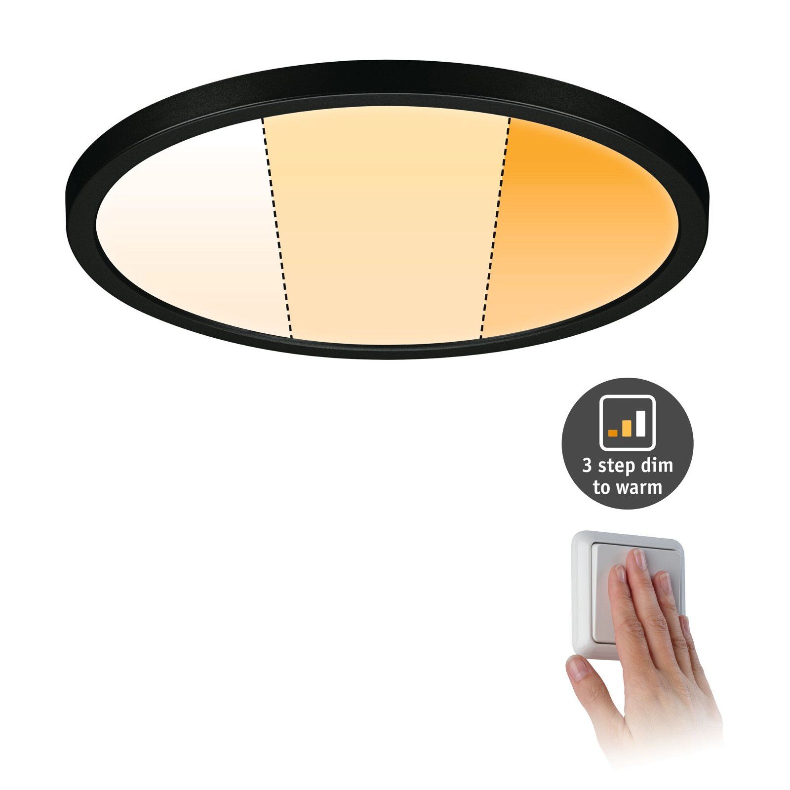 Paulmann VariFit LED-inbouwpaneel Dim to Warm Areo IP44 rond 230mm 2000 - 4000K Zwart dimbaar