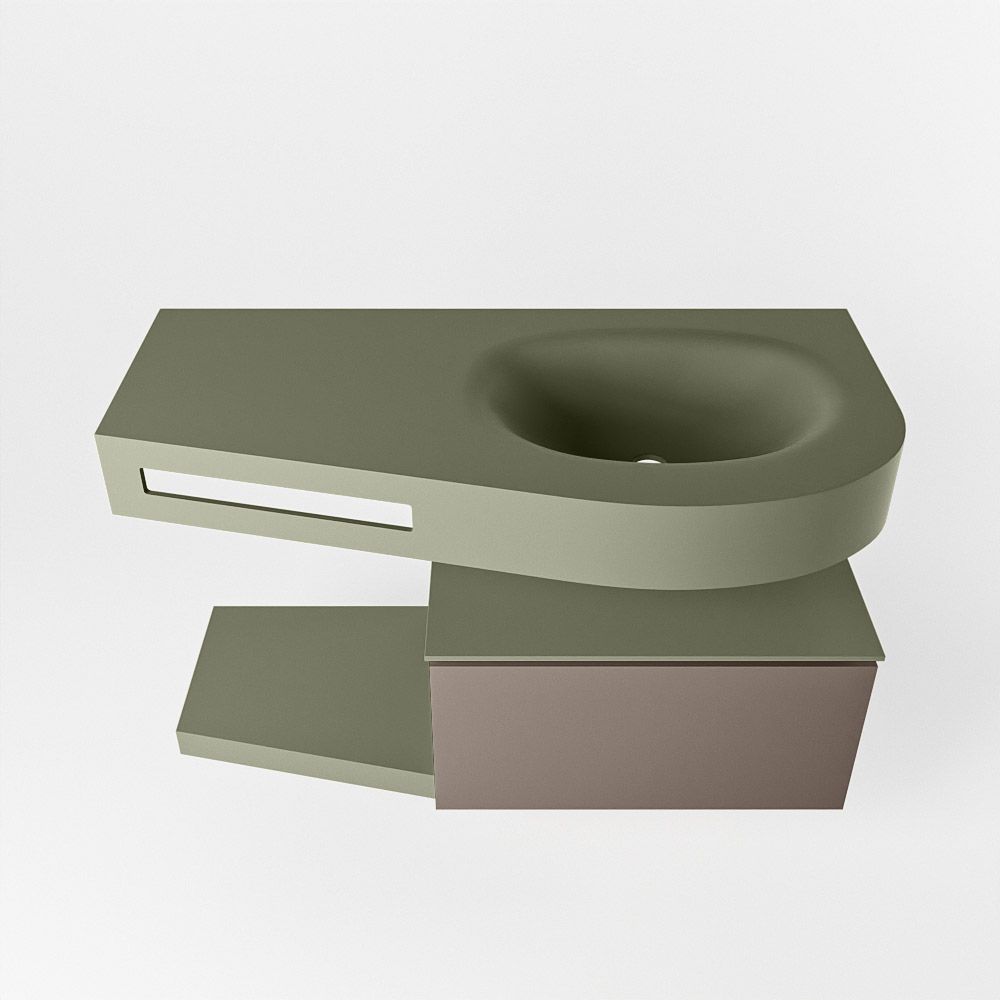 Mondiaz Riva Dulcet badkamermeubel rechts 100 army en smoke - 100x50x53cm