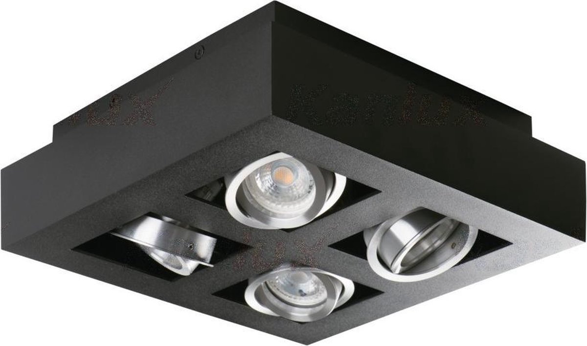 Kanlux LED GU10 plafondspot armatuur zwart - Viervoudig voor 4 LED GU10 spots