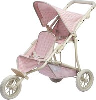 Teamson Kids Dubbel Poppenwagen Voor Babypoppen - Roze/Grijs