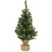 Bellatio Decorations mini kerstboom - H45 cm - met kerstverlichting - jute zak - klein kunstboompje - kunst kerstboom met LED lich