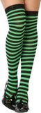 Atosa Carnaval verkleed gestreepte verkleed kousen voor dames - groen/zwart - one size - heksen