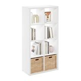 Furinno Decoratieve opbergkubus met open rug, 8 dobbelstenen, wit