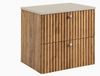 3xE living Meuble de salle de bain Suspendu sous lavabo 60 cm, 2 tiroirs, Chêne Craft Or + Plateau Cachemire, poignées Argentées, 60 x 44,4 x 58,6 cm