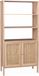 sweeek - Boekenkast met 2 deuren en open planken houtdecor en rotan 80cm - bohème