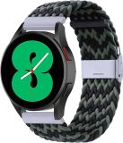 By Qubix - Braided Nylon Smartwatch Bandje - Groen/Zwart - 20mm - Geschikt voor Garmin Forerunner 55/70/165/170/245/570/645